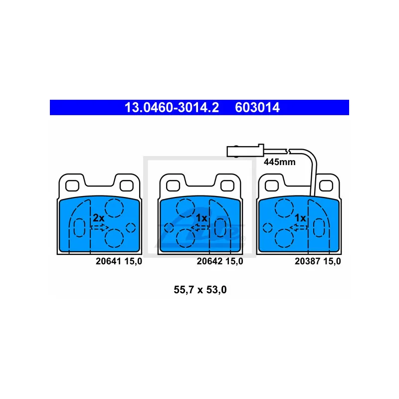 Jeu de 4 plaquettes de frein arrière ATE 13.0460-3014.2