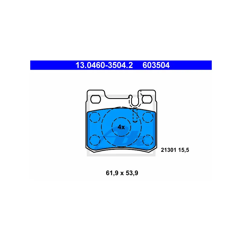 Jeu de 4 plaquettes de frein arrière ATE 13.0460-3504.2