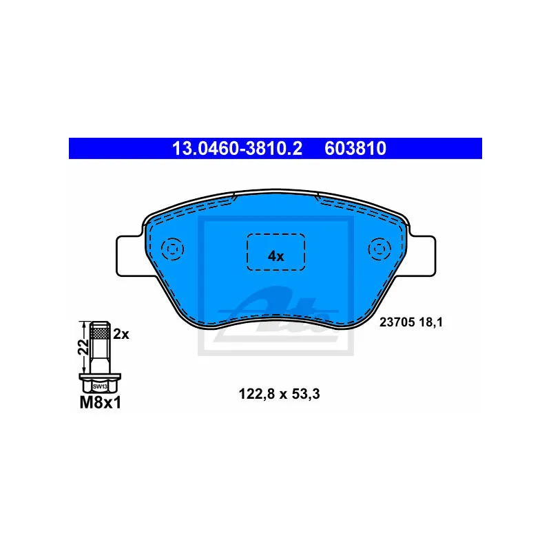 Jeu de 4 plaquettes de frein avant ATE 13.0460-3810.2