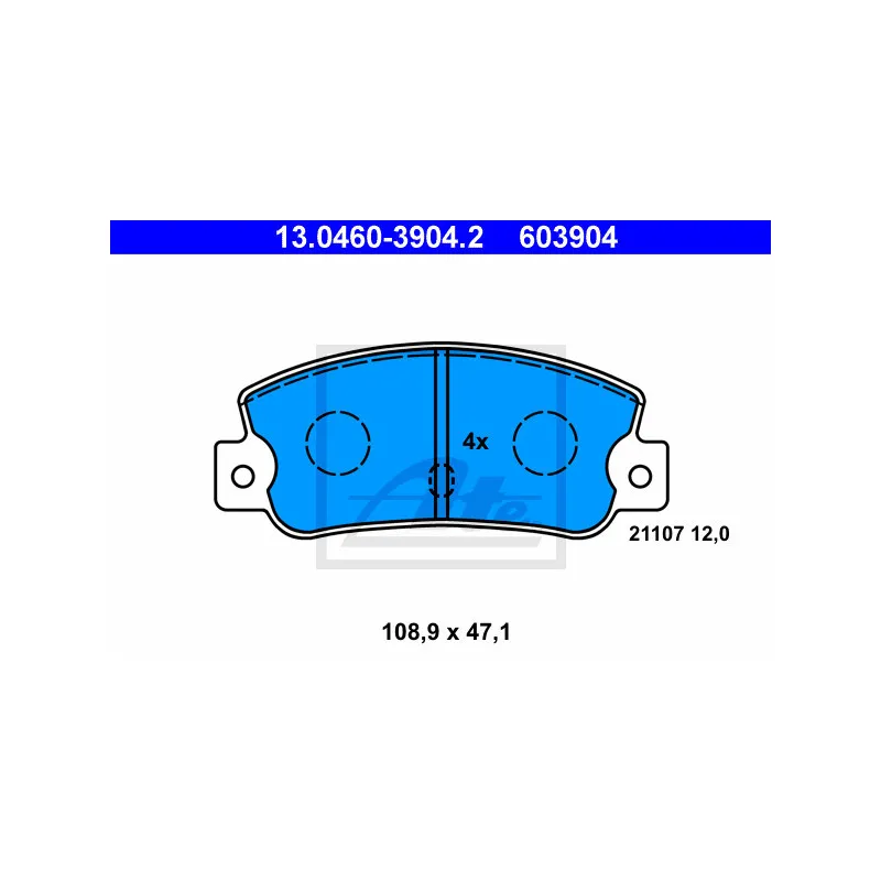 Jeu de 4 plaquettes de frein arrière ATE 13.0460-3904.2