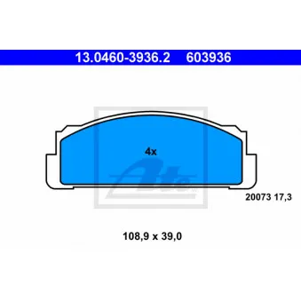 Jeu de 4 plaquettes de frein avant ATE 13.0460-3936.2