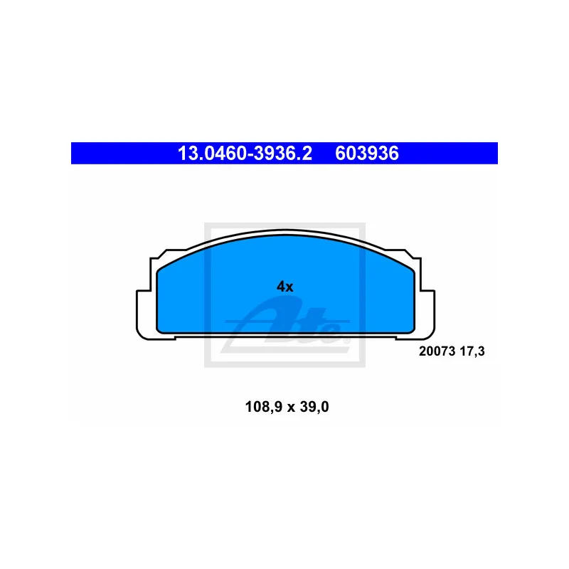 Jeu de 4 plaquettes de frein avant ATE 13.0460-3936.2