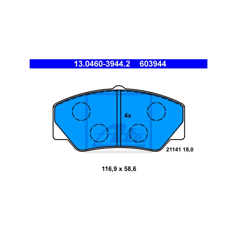 Jeu de 4 plaquettes de frein avant ATE 13.0460-3944.2