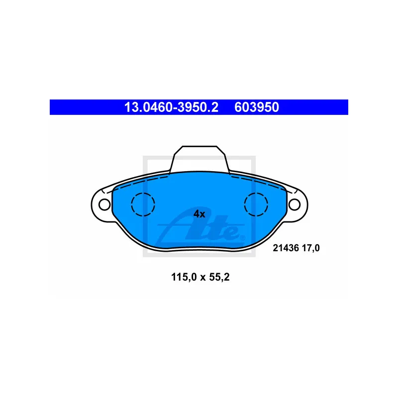 Jeu de 4 plaquettes de frein avant ATE 13.0460-3950.2