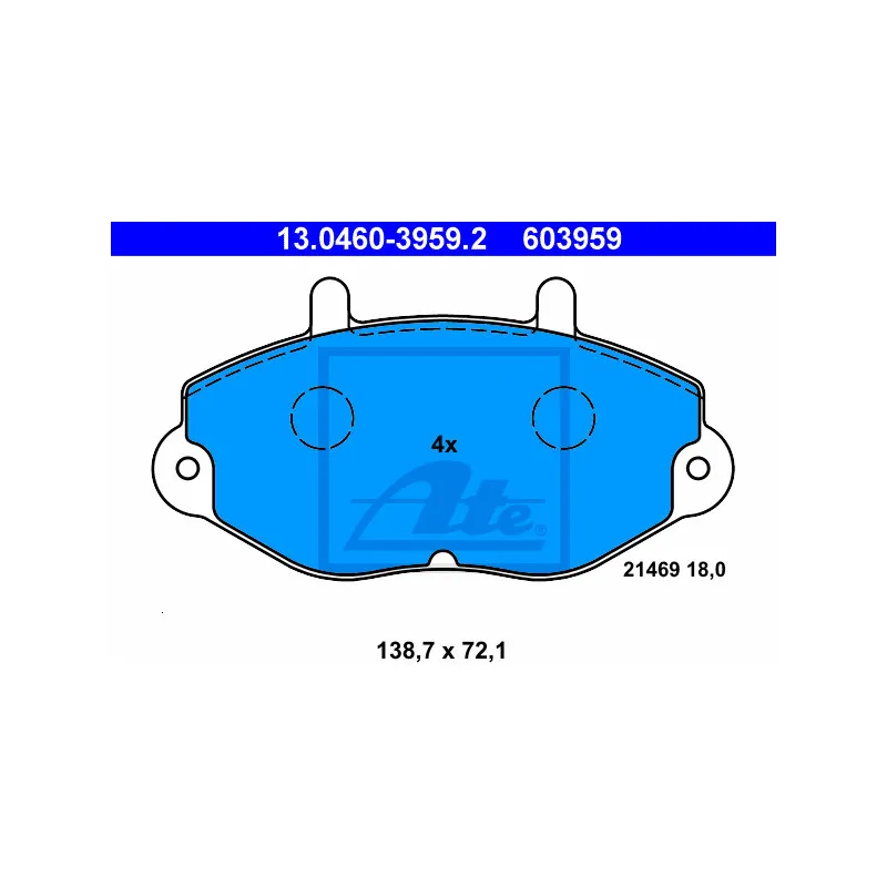 Jeu de 4 plaquettes de frein avant ATE 13.0460-3959.2