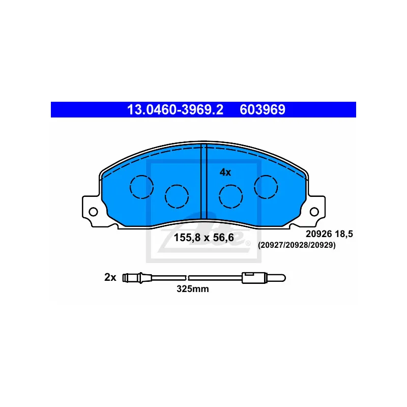 Jeu de 4 plaquettes de frein avant ATE 13.0460-3969.2