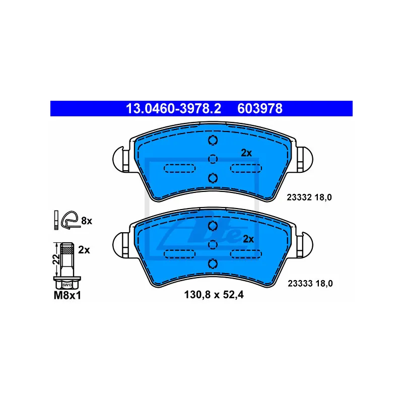 Jeu de 4 plaquettes de frein avant ATE 13.0460-3978.2