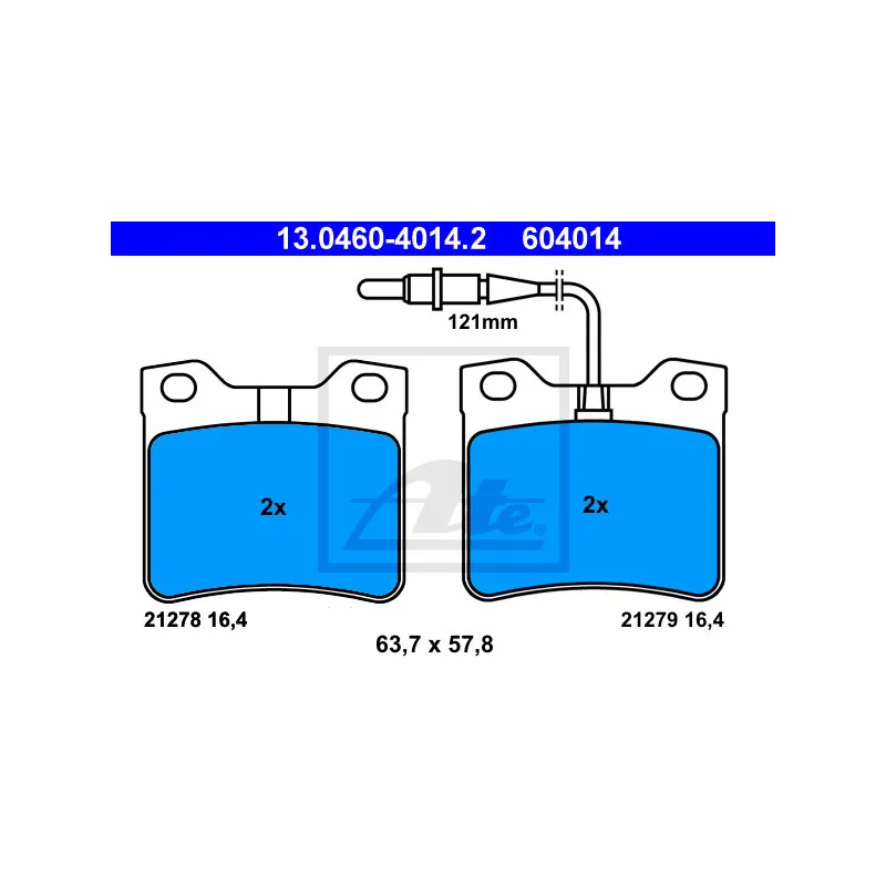 Jeu de 4 plaquettes de frein arrière ATE 13.0460-4014.2