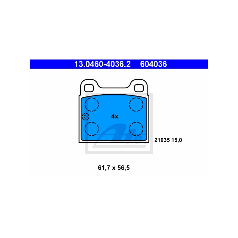Jeu de 4 plaquettes de frein arrière ATE 13.0460-4036.2