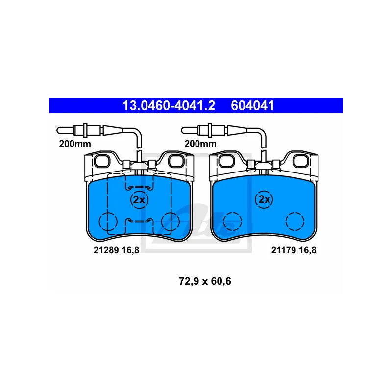 Jeu de 4 plaquettes de frein avant ATE 13.0460-4041.2