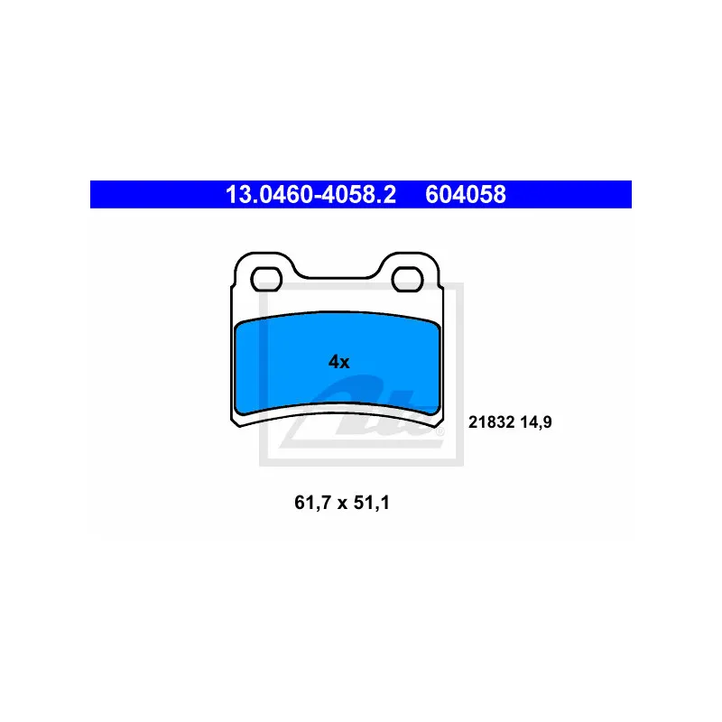Jeu de 4 plaquettes de frein arrière ATE 13.0460-4058.2