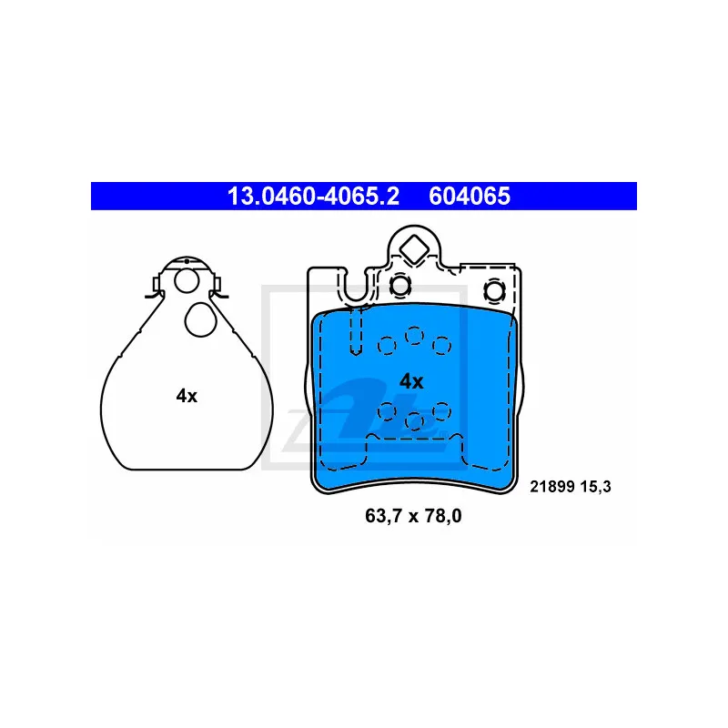 Jeu de 4 plaquettes de frein arrière ATE 13.0460-4065.2