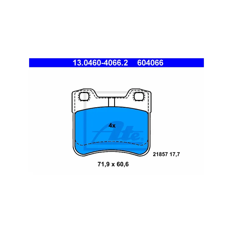 Jeu de 4 plaquettes de frein avant ATE 13.0460-4066.2