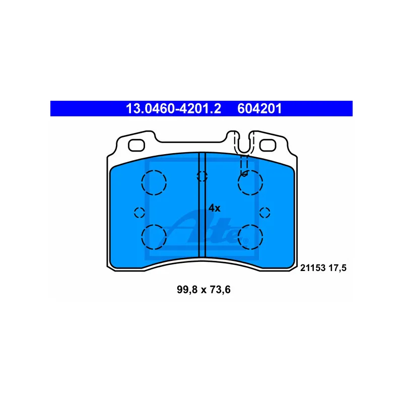 Jeu de 4 plaquettes de frein avant ATE 13.0460-4201.2