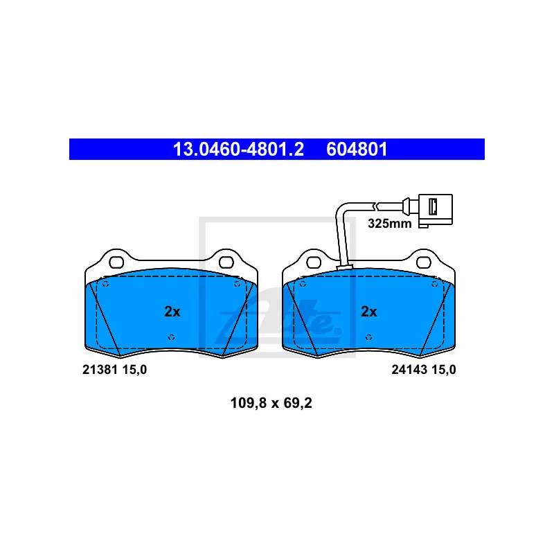 Jeu de 4 plaquettes de frein avant ATE 13.0460-4801.2