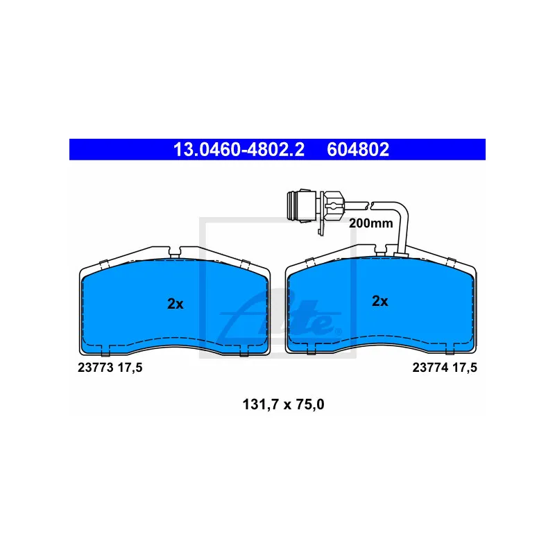 Jeu de 4 plaquettes de frein avant ATE 13.0460-4802.2