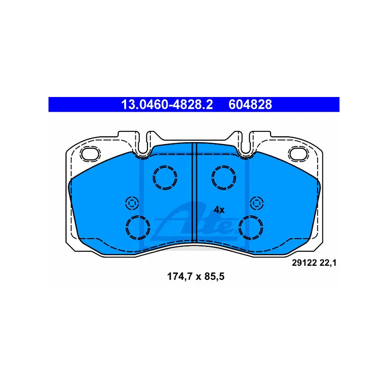 Jeu de 4 plaquettes de frein avant ATE 13.0460-4828.2