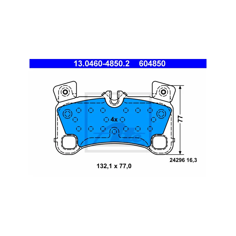 Jeu de 4 plaquettes de frein arrière ATE 13.0460-4850.2
