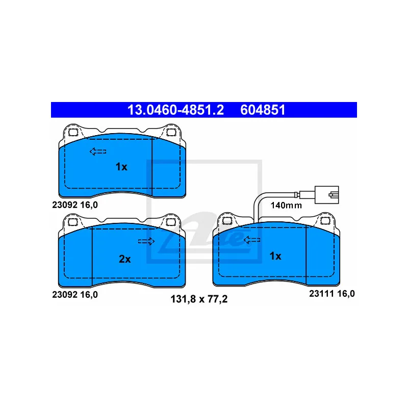 Jeu de 4 plaquettes de frein avant ATE 13.0460-4851.2