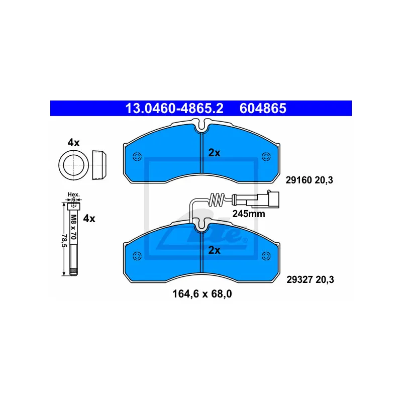 Jeu de 4 plaquettes de frein avant ATE 13.0460-4865.2