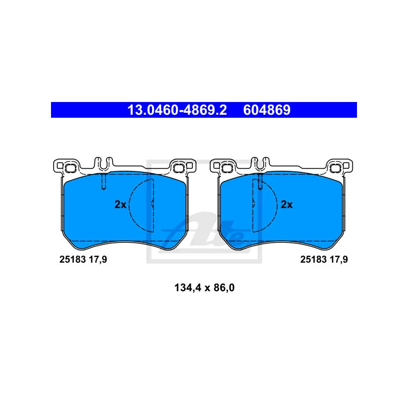 Jeu de 4 plaquettes de frein avant ATE 13.0460-4869.2