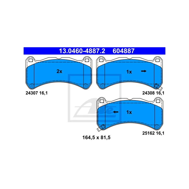 Jeu de 4 plaquettes de frein avant ATE 13.0460-4887.2
