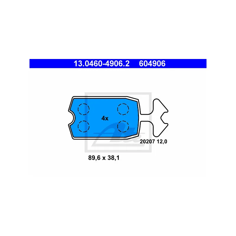Jeu de 4 plaquettes de frein avant ATE 13.0460-4906.2