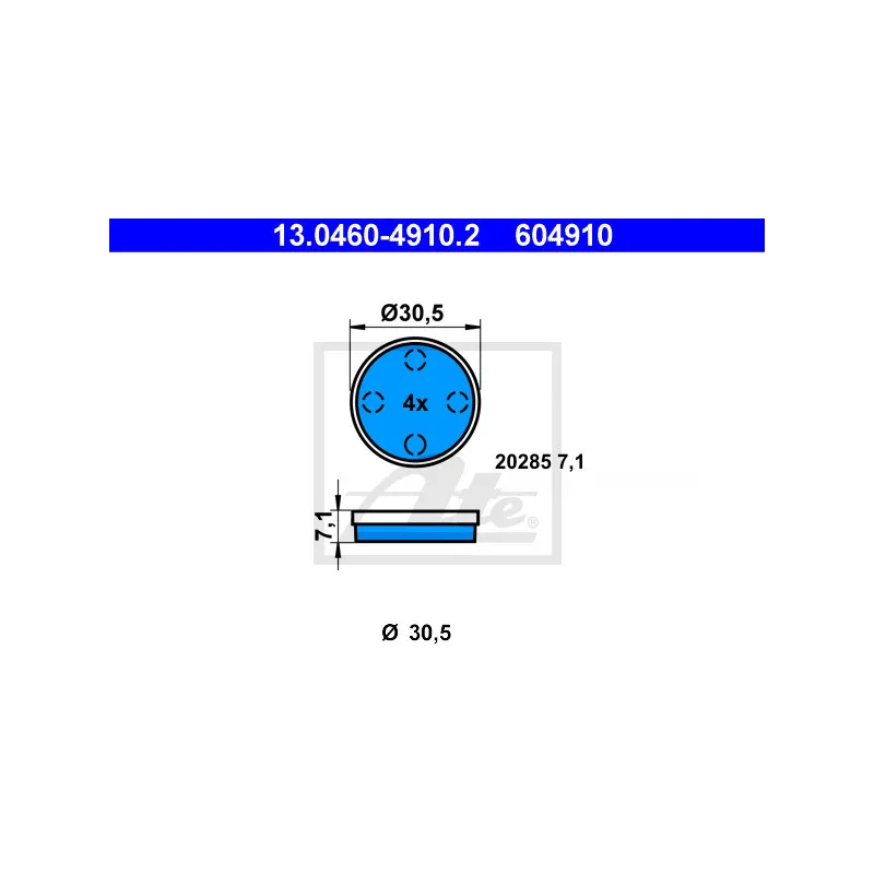 Jeu de 4 plaquettes de frein avant ATE 13.0460-4910.2