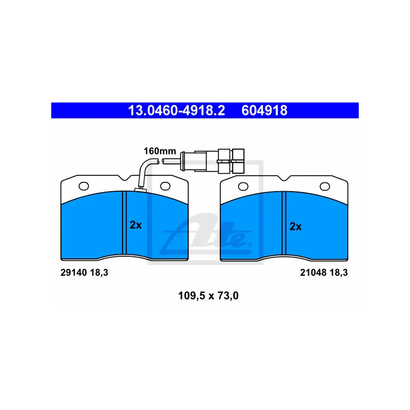 Jeu de 4 plaquettes de frein avant ATE 13.0460-4918.2