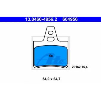 Jeu de 4 plaquettes de frein arrière ATE 13.0460-4956.2