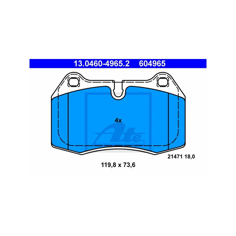 Jeu de 4 plaquettes de frein avant ATE 13.0460-4965.2