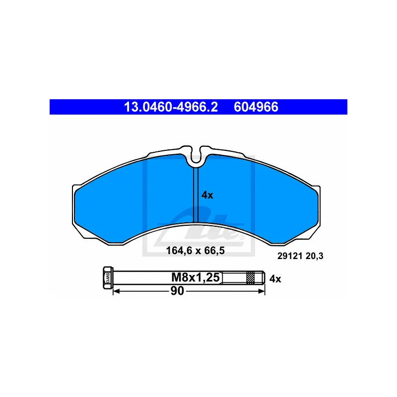 Jeu de 4 plaquettes de frein avant ATE 13.0460-4966.2