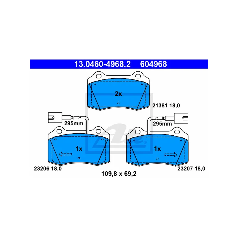 Jeu de 4 plaquettes de frein avant ATE 13.0460-4968.2