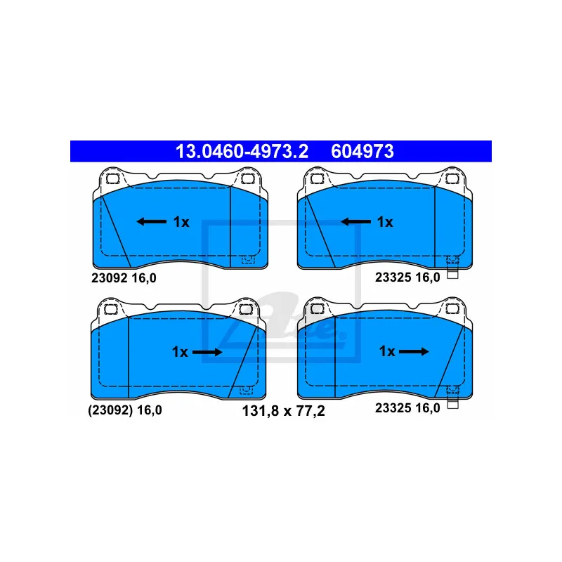 Jeu de 4 plaquettes de frein avant ATE 13.0460-4973.2