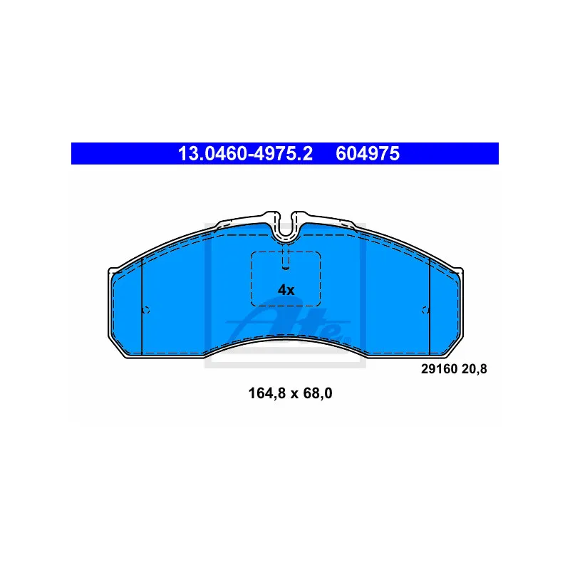 Jeu de 4 plaquettes de frein avant ATE 13.0460-4975.2