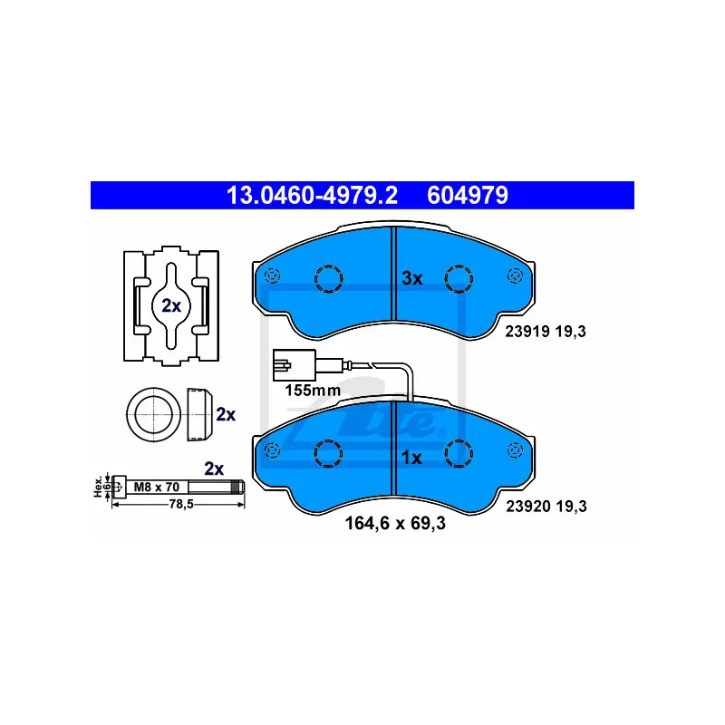 Jeu de 4 plaquettes de frein avant ATE 13.0460-4979.2
