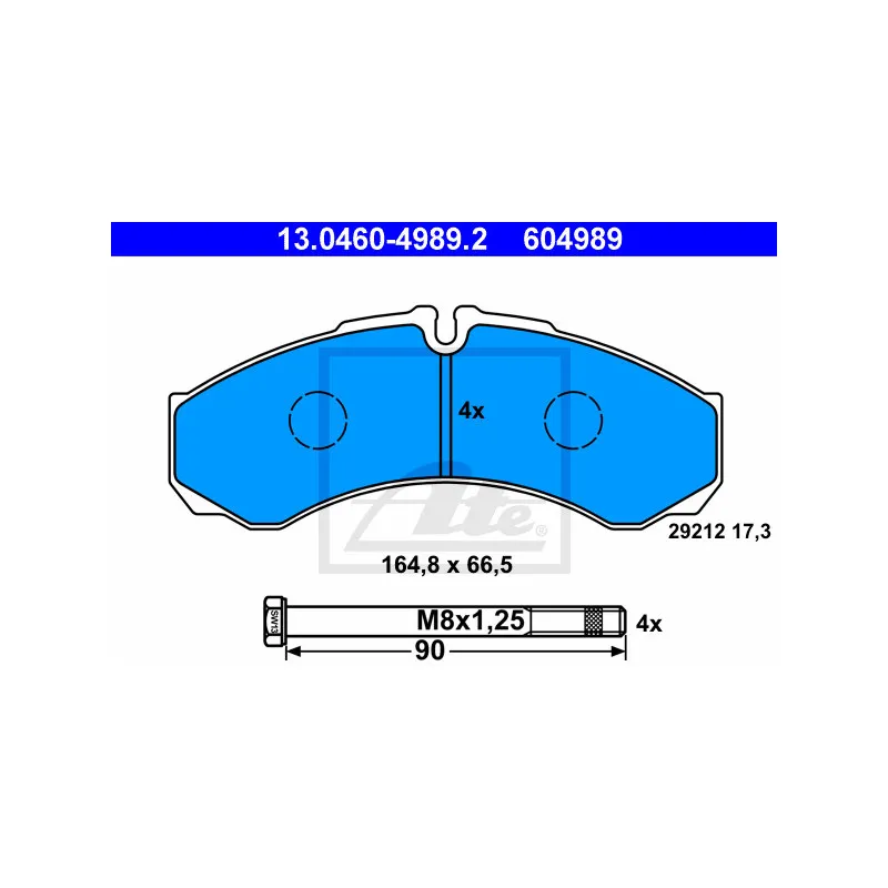 Jeu de 4 plaquettes de frein avant ATE 13.0460-4989.2