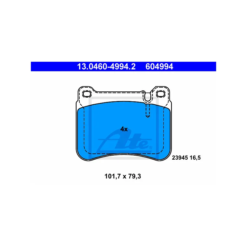Jeu de 4 plaquettes de frein avant ATE 13.0460-4994.2