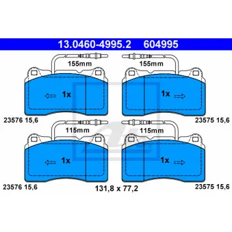 Jeu de 4 plaquettes de frein avant ATE 13.0460-4995.2