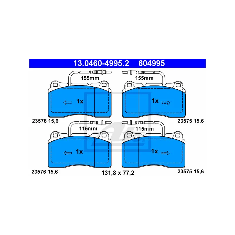 Jeu de 4 plaquettes de frein avant ATE 13.0460-4995.2
