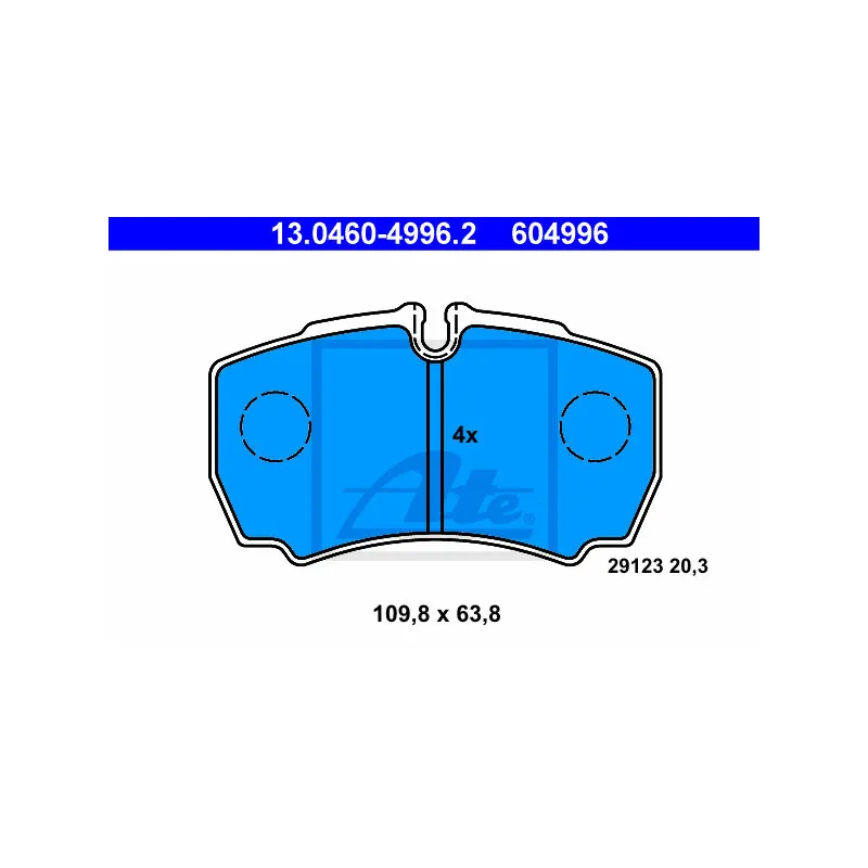 Jeu de 4 plaquettes de frein arrière ATE 13.0460-4996.2