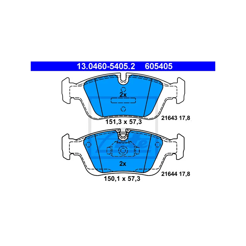 Jeu de 4 plaquettes de frein avant ATE 13.0460-5405.2