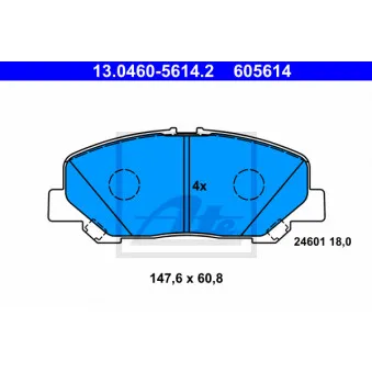 Jeu de 4 plaquettes de frein avant ATE 13.0460-5614.2