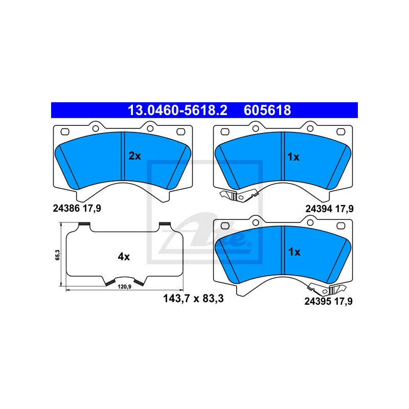 Jeu de 4 plaquettes de frein avant ATE 13.0460-5618.2