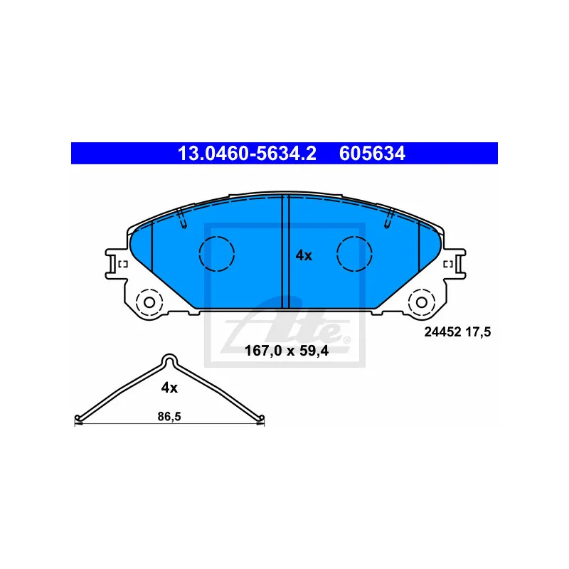 Jeu de 4 plaquettes de frein avant ATE 13.0460-5634.2