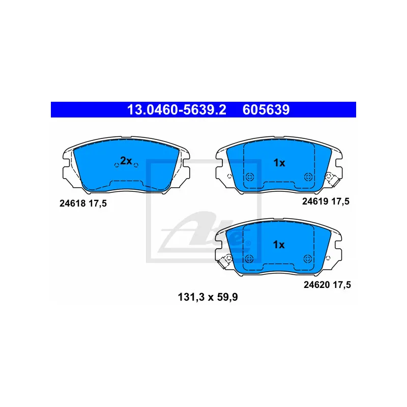 Jeu de 4 plaquettes de frein avant ATE 13.0460-5639.2