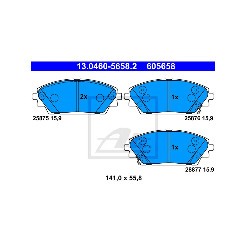 Jeu de 4 plaquettes de frein avant ATE 13.0460-5658.2