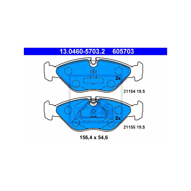 Jeu de 4 plaquettes de frein avant ATE 13.0460-5703.2