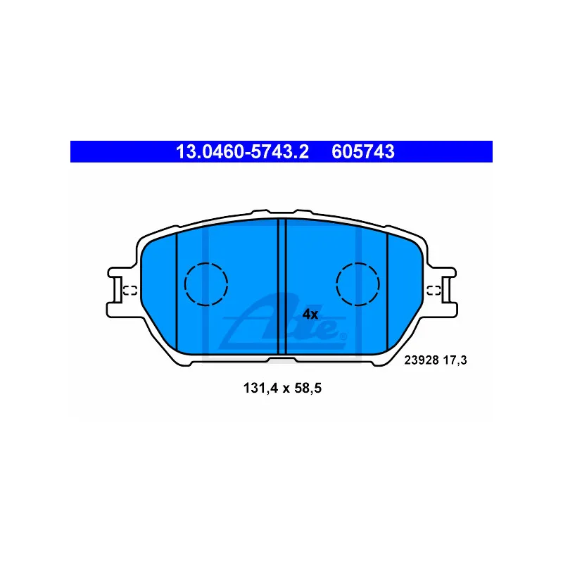 Jeu de 4 plaquettes de frein avant ATE 13.0460-5743.2