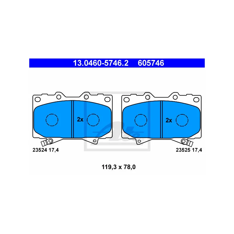 Jeu de 4 plaquettes de frein avant ATE 13.0460-5746.2